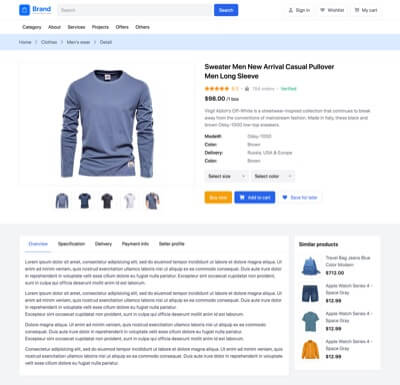 product detail page ecommerce